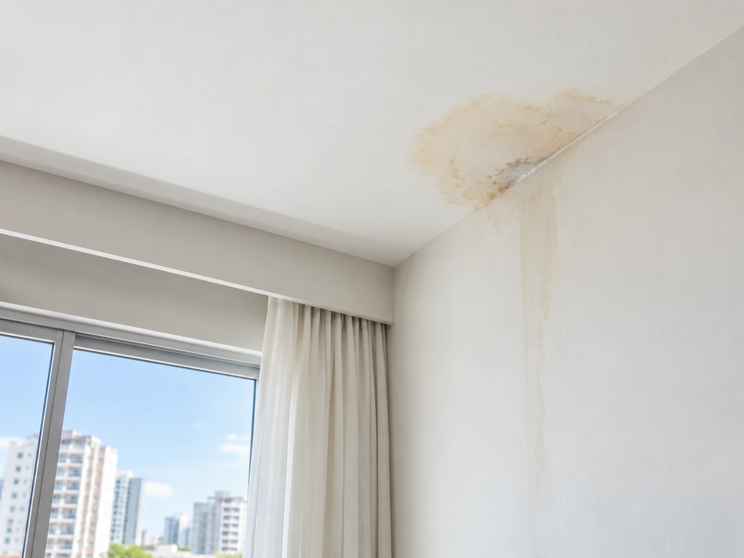 Imagem ilustrativa de mancha de infiltração no teto de apartamento